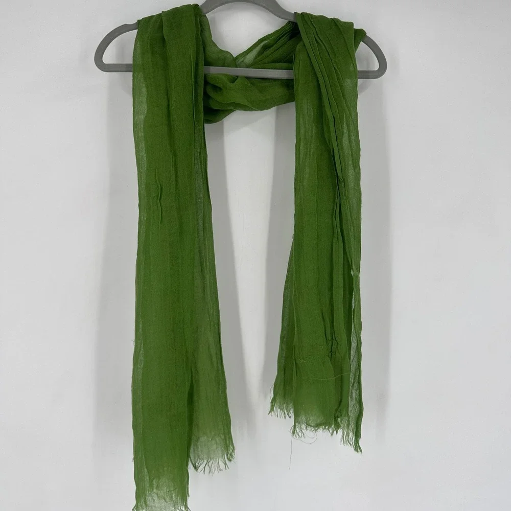 John Ashfield Green 100% Virgin Wool Scarf Lightweight Fringed Kelly Green Gaizy